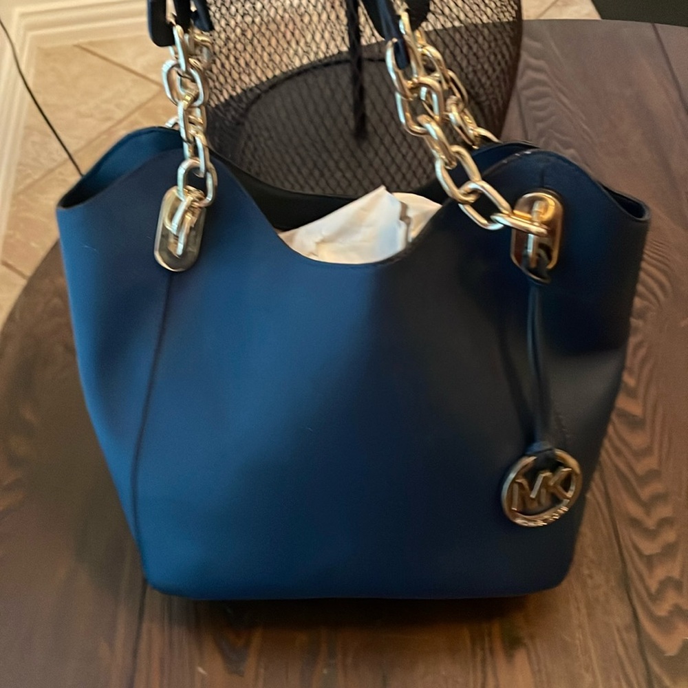 Michael Kors navy shoulder purse.